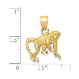 10K Yellow Gold Diamond-cut Monkey Pendant