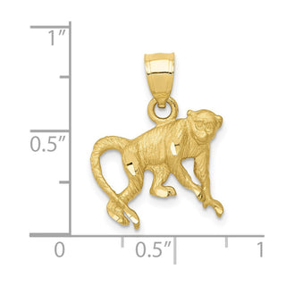 10K Yellow Gold Diamond-cut Monkey Pendant