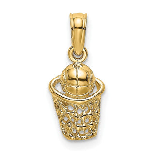 10K Yellow Gold Basketball w/Net Charm