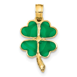 10K Yellow Gold 4-Leaf Clover Enameled Pendant 10K4097