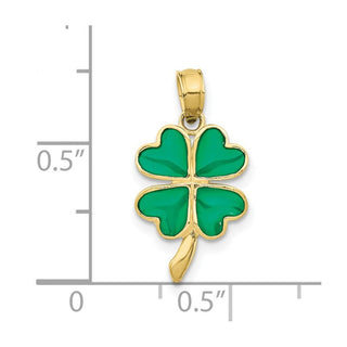 10K Yellow Gold 4-Leaf Clover Enameled Pendant 10K4097
