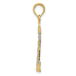 10K Yellow Gold and Rhodium-plating Cape Hatteras Lighthouse Pendant