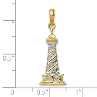 10K Yellow Gold and Rhodium-plating Cape Hatteras Lighthouse Pendant