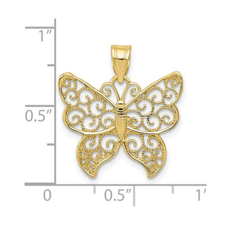10K Yellow Gold Filigree Butterfly Pendant 10K4240