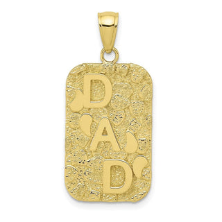 10k Yellow Gold Dad Nugget-Style Dog Tag Pendant