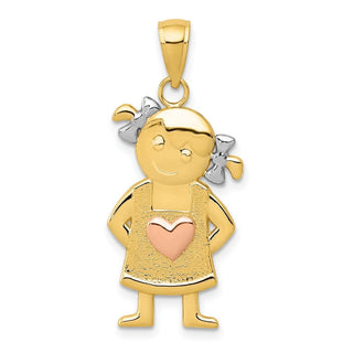 10k Yellow & Rose Gold w/Rhodium-plating Girl Pendant
