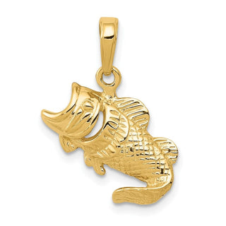 10K Yellow Gold Large Mouth Bass Fish Small Charm