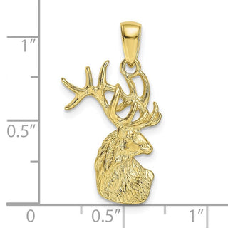 10k Yellow Gold Polished Deer Head Pendant