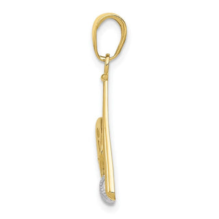10k Yellow Gold with Rhodium-Plating Baseball, Bat, and Glove Pendant