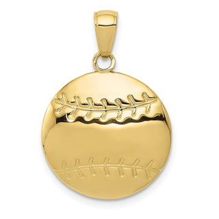 10k Yellow Gold Diamond-Cut Baseball Pendant