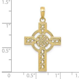 10k Yellow Gold Diamond-Cut Celtic Cross Pendant
