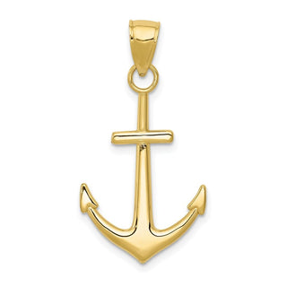 10k Yellow Gold Polished Anchor Pendant