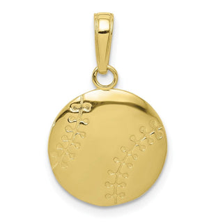 10k Yellow Gold Polished Baseball Closed Back Pendant