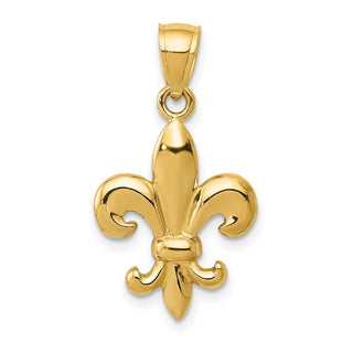 10K Yellow Gold Polished Fleur de Lis Pendant