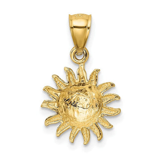 10K Yellow Gold Satin Diamond-cut Sun Pendant