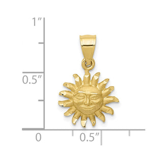 10K Yellow Gold Satin Diamond-cut Sun Pendant