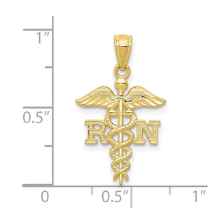 10K Yellow Gold Diamond-cut Polished RN Nurse Pendant 10K6119
