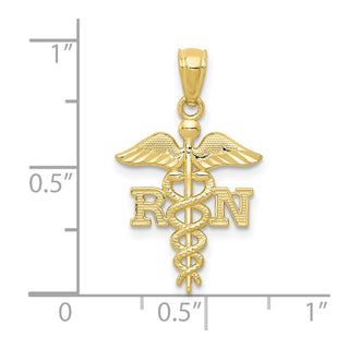 10K Yellow Gold Diamond-cut Polished RN Nurse Pendant 10K6119