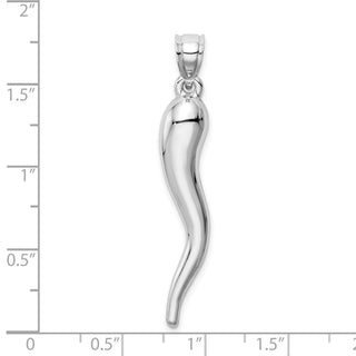 10k White Gold Hollow Italian Horn Pendant 10K6385
