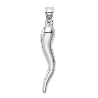 10k White Gold Hollow Italian Horn Pendant 10K6385