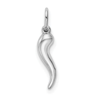 10k White Gold Hollow Italian Horn Pendant 10K6387