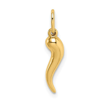 10K Yellow Gold Hollow Italian Horn Pendant 10K6390