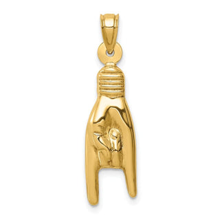 10K Yellow Gold 3D Hollow Rock On Sign Charm 10K6392