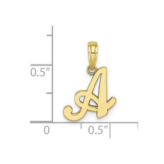 10k Yellow Gold Polished A Script Initial Pendant