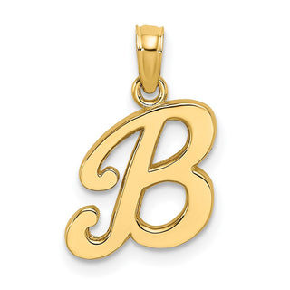 10k Yellow Gold Polished B Script Initial Pendant