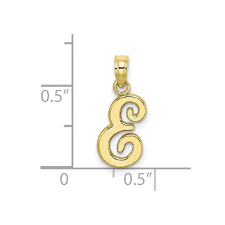 10k Yellow Gold Polished E Script Initial Pendant