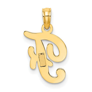 10k Yellow Gold Polished F Script Initial Pendant