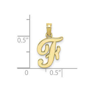10k Yellow Gold Polished F Script Initial Pendant