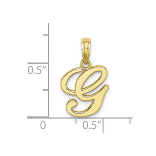 10k Yellow Gold Polished G Script Initial Pendant