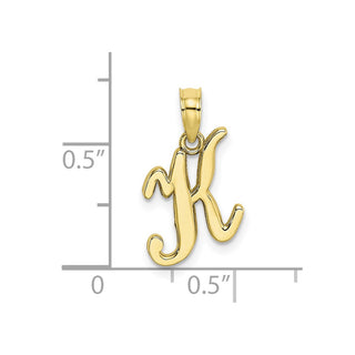 10k Yellow Gold Polished K Script Initial Pendant