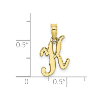 10k Yellow Gold Polished K Script Initial Charm