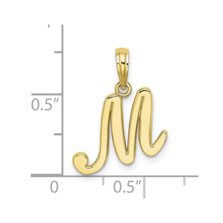 10k Yellow Gold Polished M Script Initial Charm