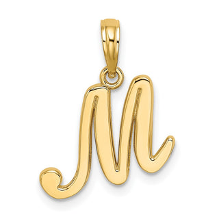 10k Yellow Gold Polished M Script Initial Charm