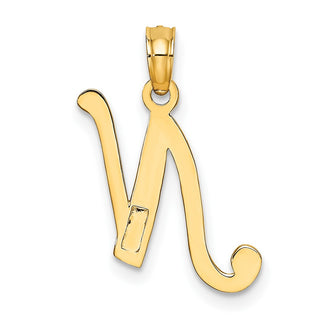 10k Yellow Gold Polished N Script Initial Charm