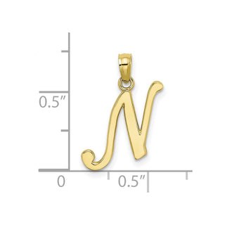 10k Yellow Gold Polished N Script Initial Pendant