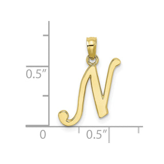 10k Yellow Gold Polished N Script Initial Charm