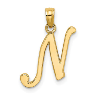 10k Yellow Gold Polished N Script Initial Charm