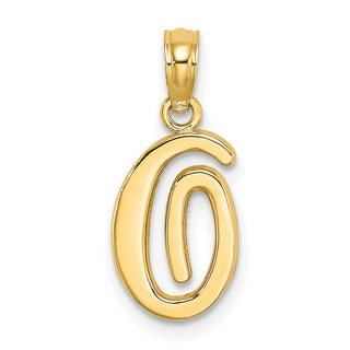 10k Yellow Gold Polished O Script Initial Pendant