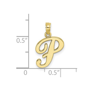 10k Yellow Gold Polished P Script Initial Pendant