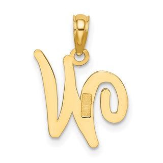 10k Yellow Gold Polished W Script Initial Pendant