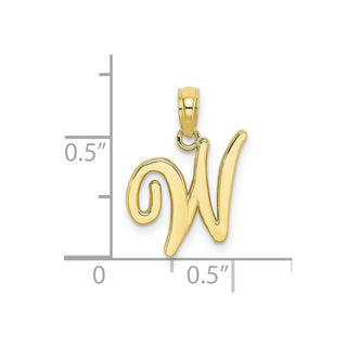 10k Yellow Gold Polished W Script Initial Pendant