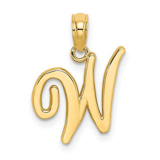 10k Yellow Gold Polished W Script Initial Pendant