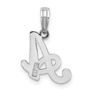 10k White Gold Polished A Script Initial Pendant