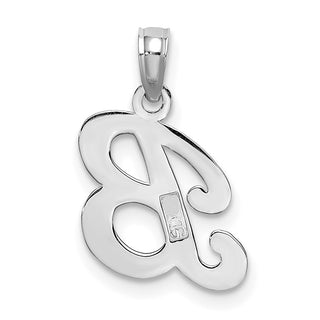 10k White Gold Polished B Script Initial Pendant