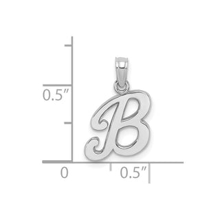 10k White Gold Polished B Script Initial Pendant
