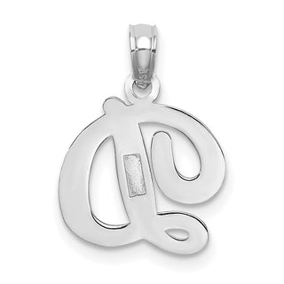 10k White Gold Polished D Script Initial Pendant